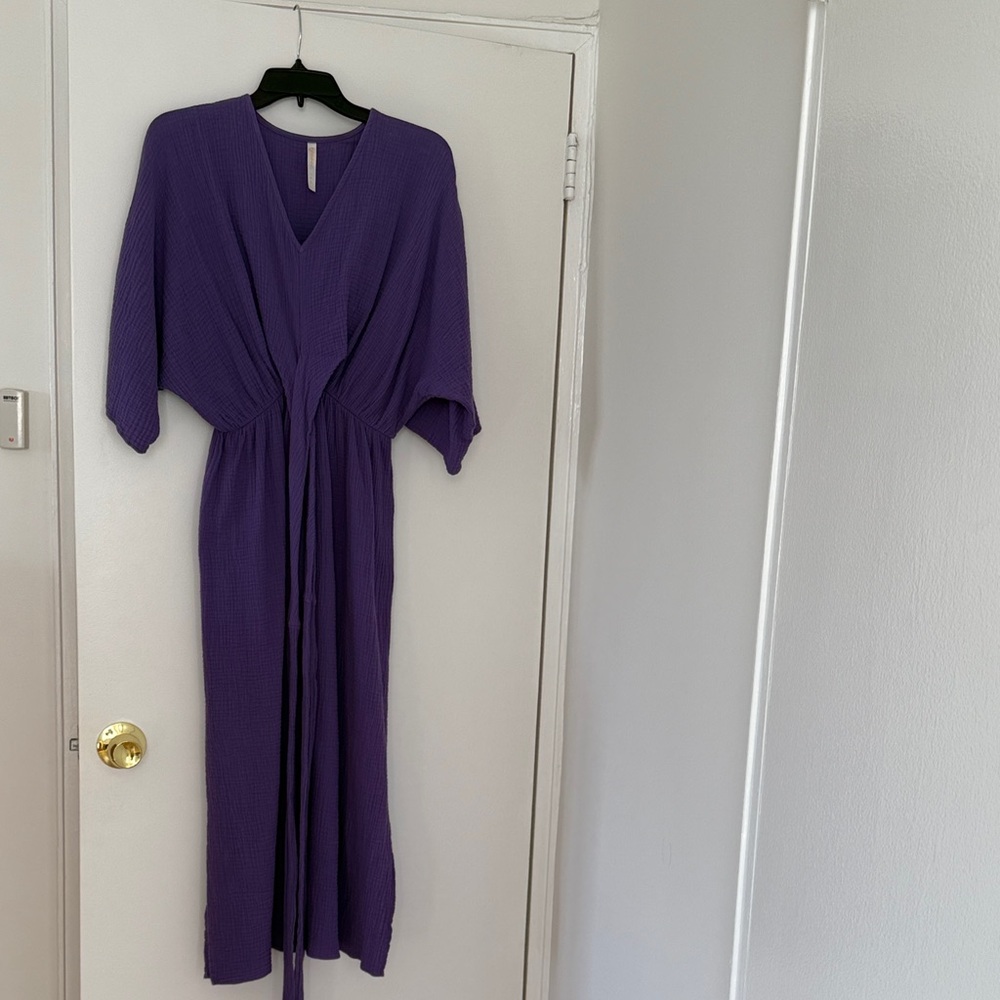 100% cotton purple maxi dress. Size L. New